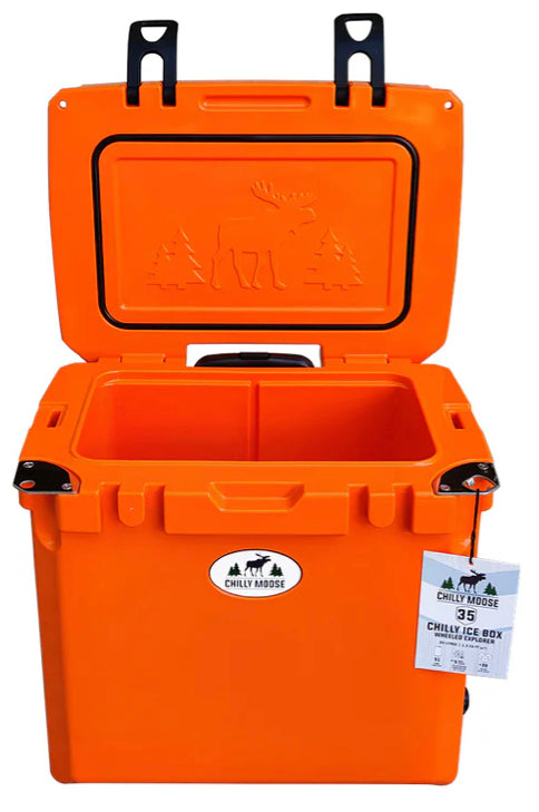 Chilly Moose- 35L Wheeled Explorer Ice Box Cooler (Blaze Orange)