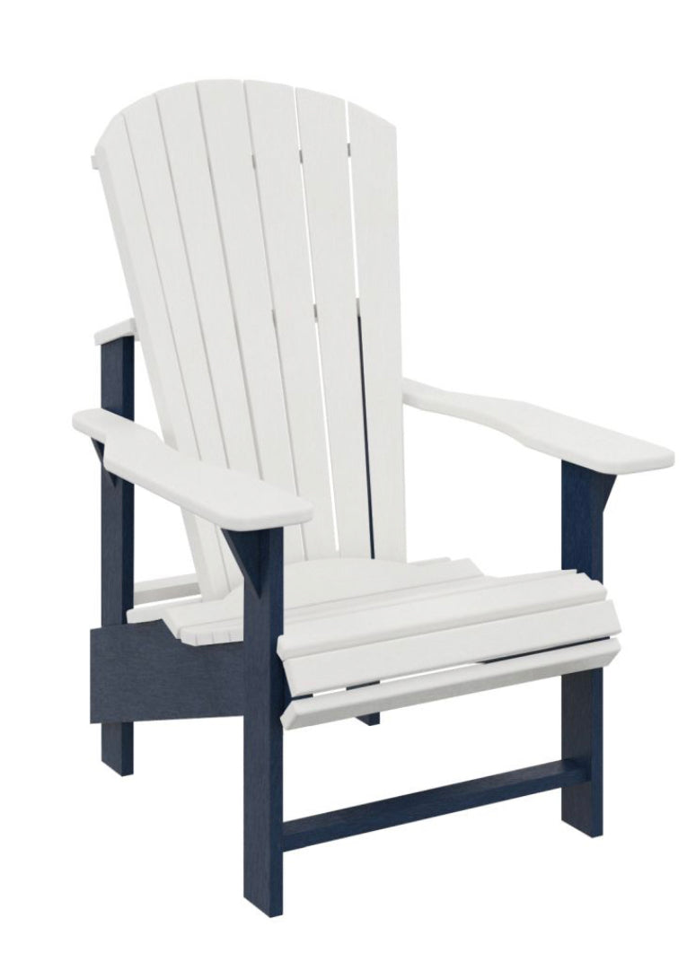 C.R. Plastic- Upright Adirondack Chair (Navy/White)