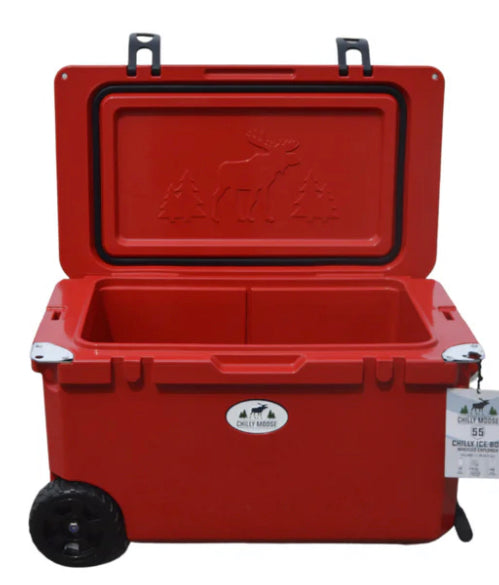 Chilly Moose- 55L Wheeled Explorer Ice Box Cooler (Canoe Red)